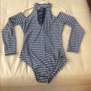 Size L Blue navy and White Striped Bodysuit